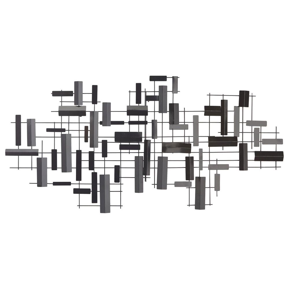 Maple and Jade 30&quot; x 60&quot; Geometric 3D Stripes Wall Decor in Matte Black, , large