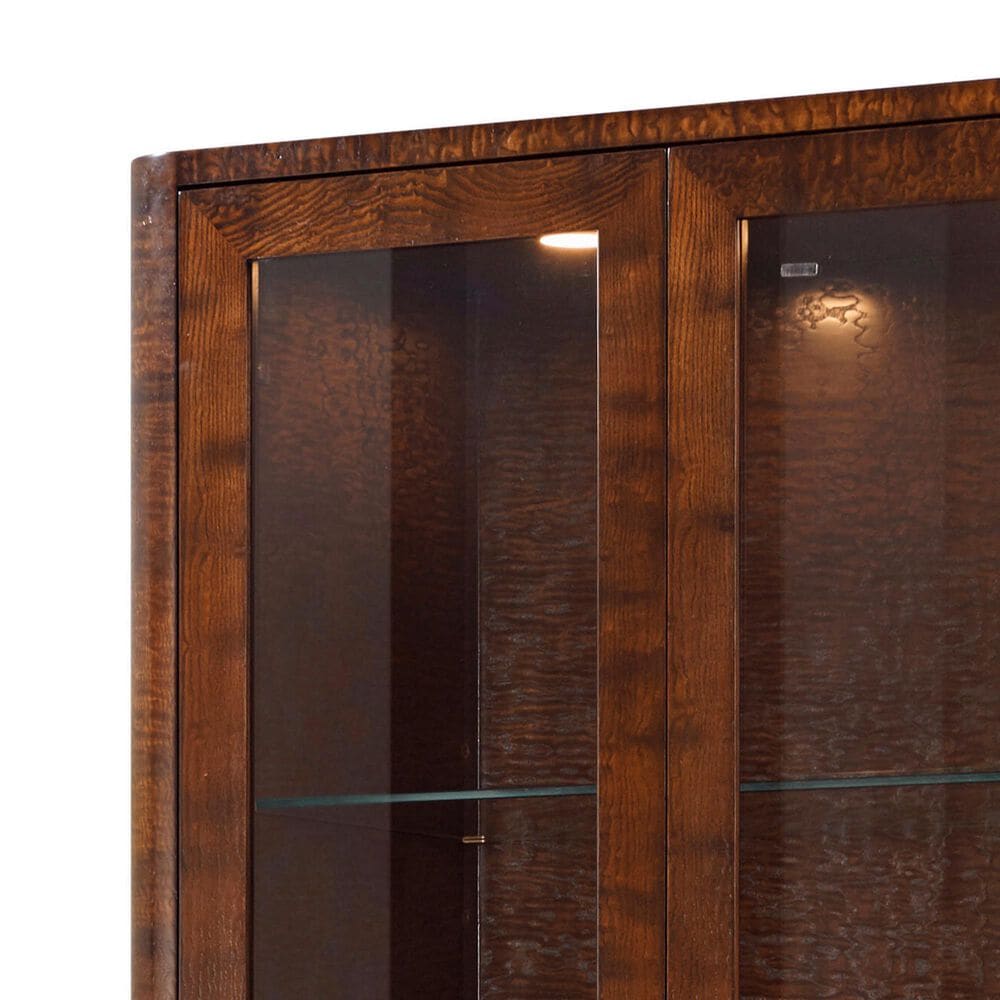 Theodore Alexander Kesden Curio Cabinet in Pyramid Brown and Satin Brass, , large