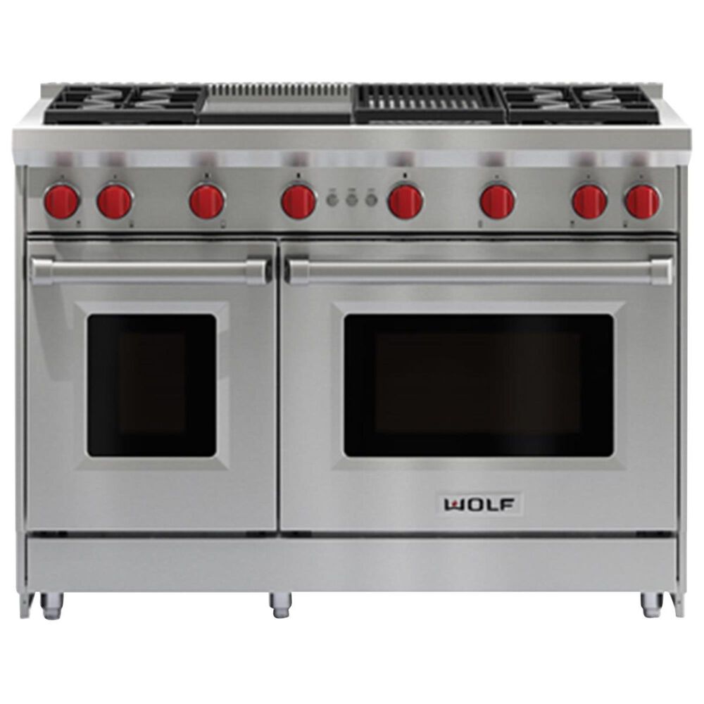 Wolf 48" Gas Range with Infrared Charbroiler and Infrared Griddle in Stainless Steel, , large