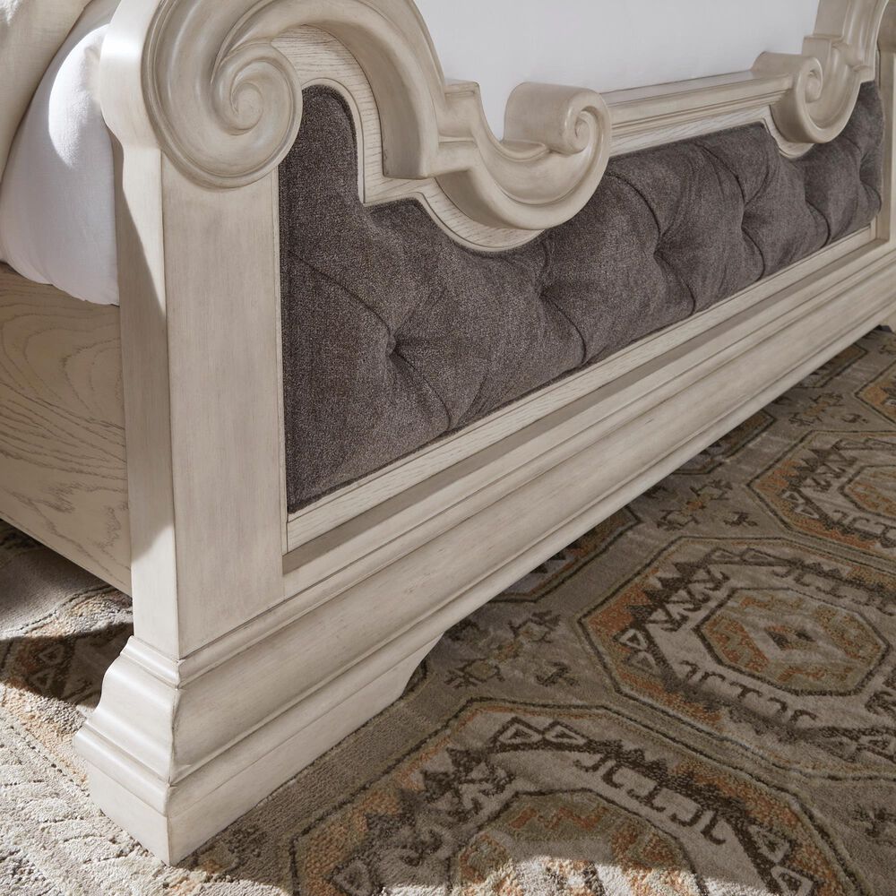 Millenium Bruchandi Queen Upholstered Panel Bed in Antiqued White, , large