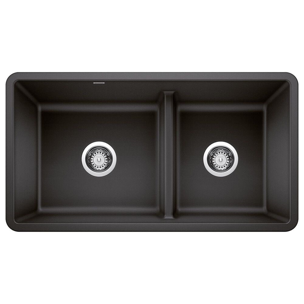 Blanco Precis Reversible 1-3/4 Double Bowl Kitchen Sink with Low Divide in Anthracite, , large
