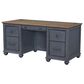 Legends Home Americana 2-Piece Executive Desk with Bookcase Pier Set in Corduroy Blue and Whiskey, , large