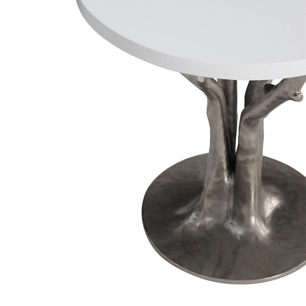 Bernhardt Cyprus End Table in Shiny Nickel and Bone - Table Only, , large