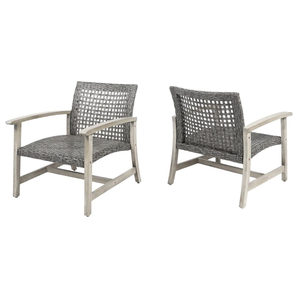 Hearth and Haven Hampton Outdoor Armchair with Wicker Seating in Black and Gray (Set of 2), , large