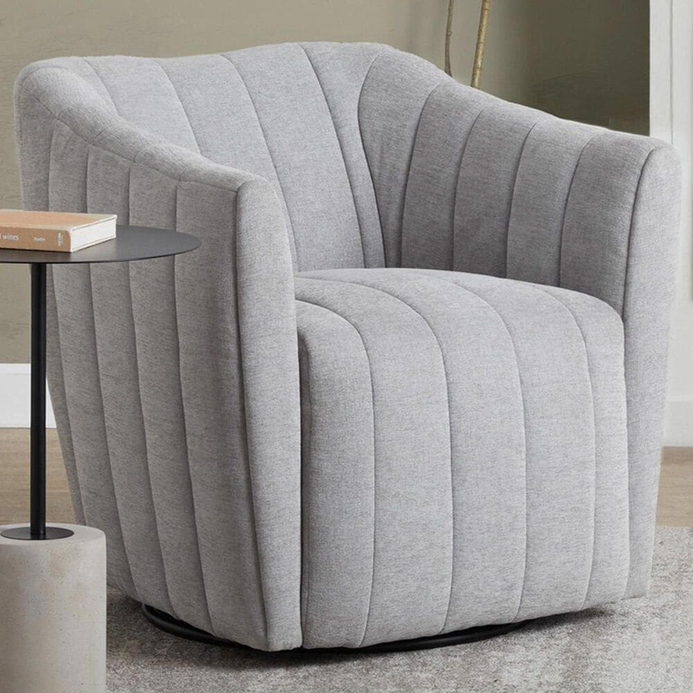 LumiSource Finley Swivel Accent Chair in Chalk, , large
