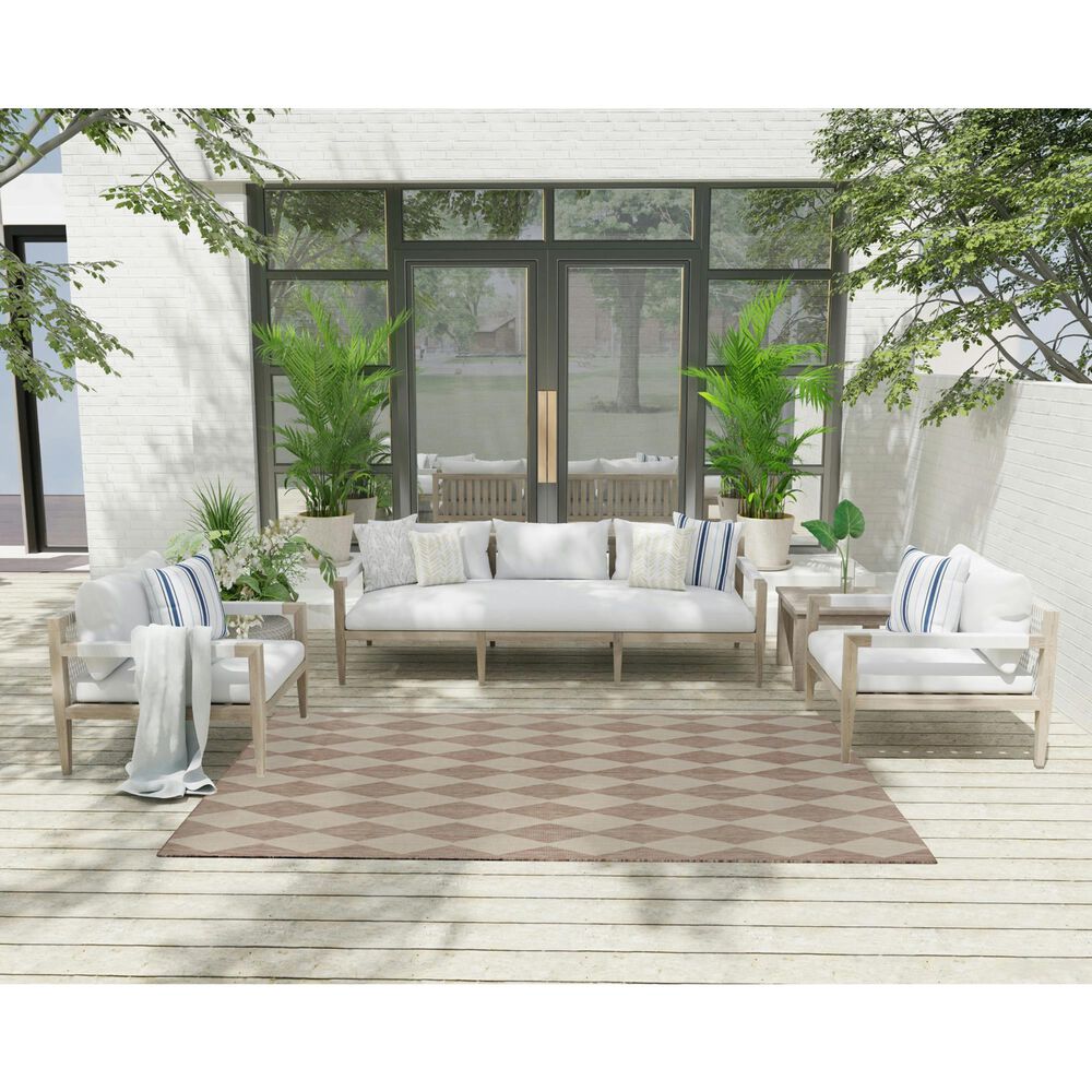 Nourison Positano Geometric Beige 5&#39; x 7&#39; Indoor/Outdoor Area Rug, , large