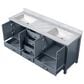 Lexora Home Jacques 72" Double Bathroom Vanity in Dark Grey with 2 cm White Carrara Marble Top and Rectangular Sinks, , large