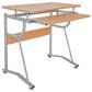 Rta Products Llc Compact Computer Desk with Side Shelf and Keyboard Panel in Cherry and Silver, , large