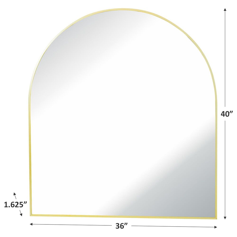 Garber Collection Arched Metal Wall Mirror in Brass, , large
