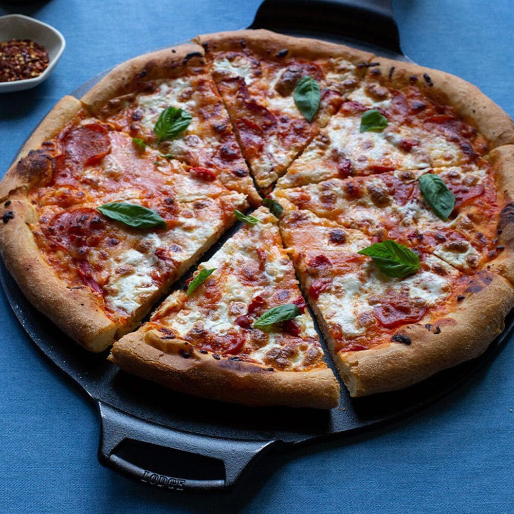 Lodge Seasoned Cast Iron Pizza Pan in Black, , large