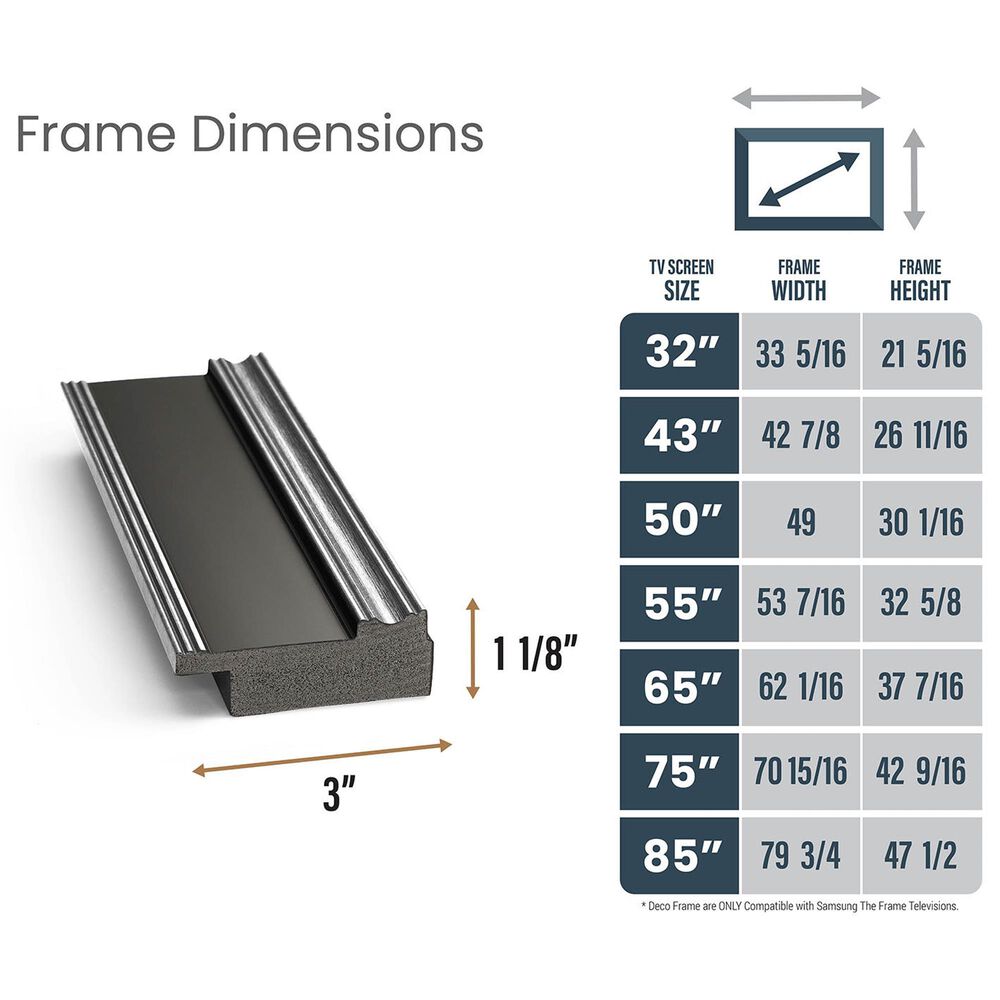Deco TV Frames Premiere 50" 50"  Premiere Bezel for Samsung the Frame TV in Antique Silver and Black, , large