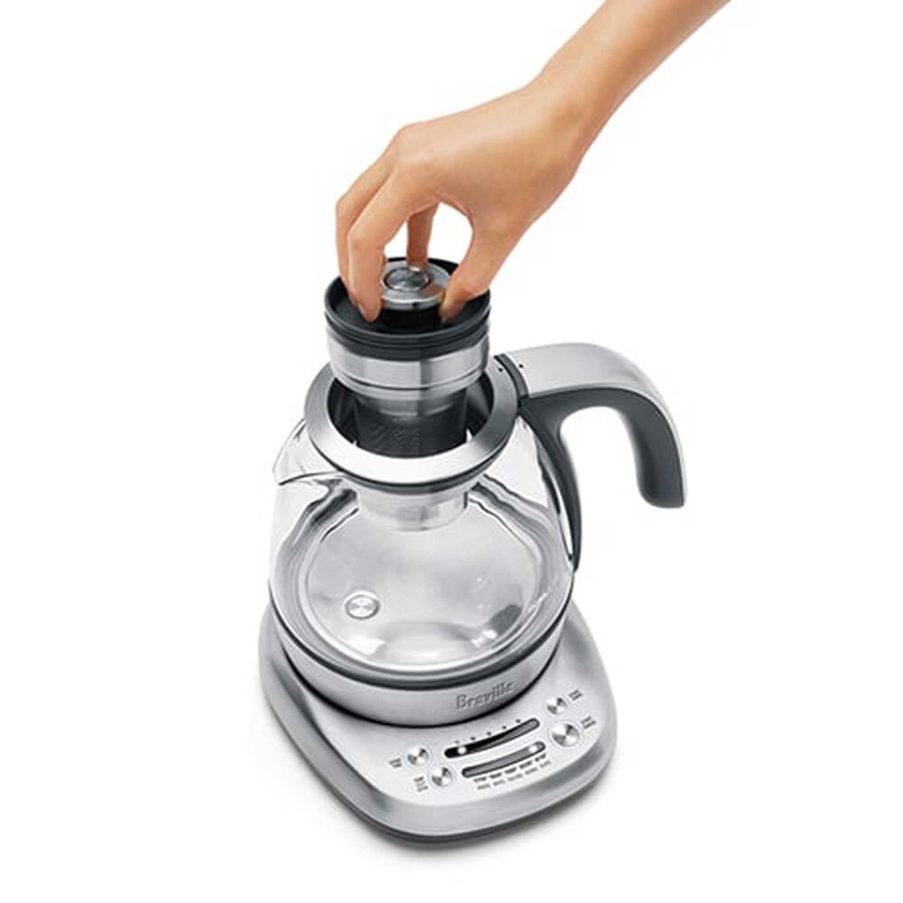 Breville 34 Oz Smart Tea Infuser Compact Electric Kettle in Brushed Stainless Steel and Clear, , large