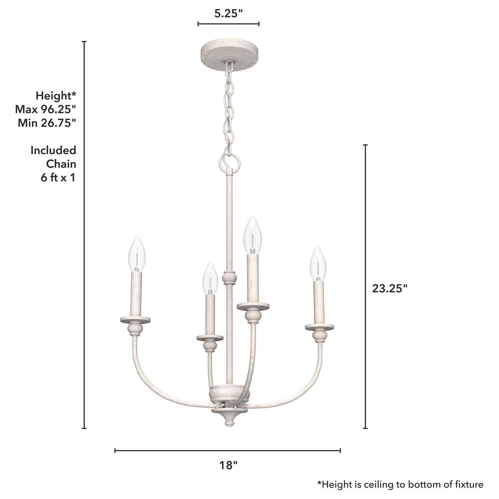 Hunter Southcrest 18&quot; 4-Light Chandelier in Distressed White, , large
