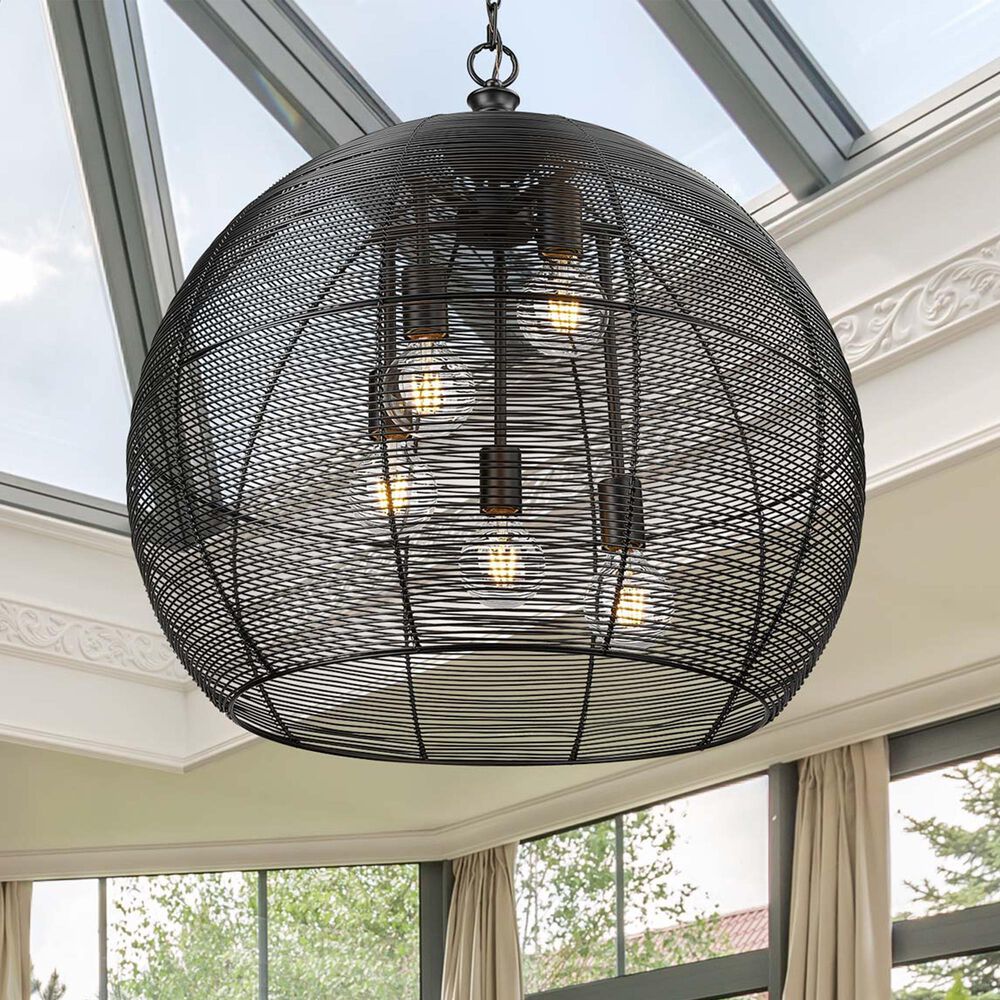Golden Lighting Calypso 5-Light Pendant in Matte Black, , large