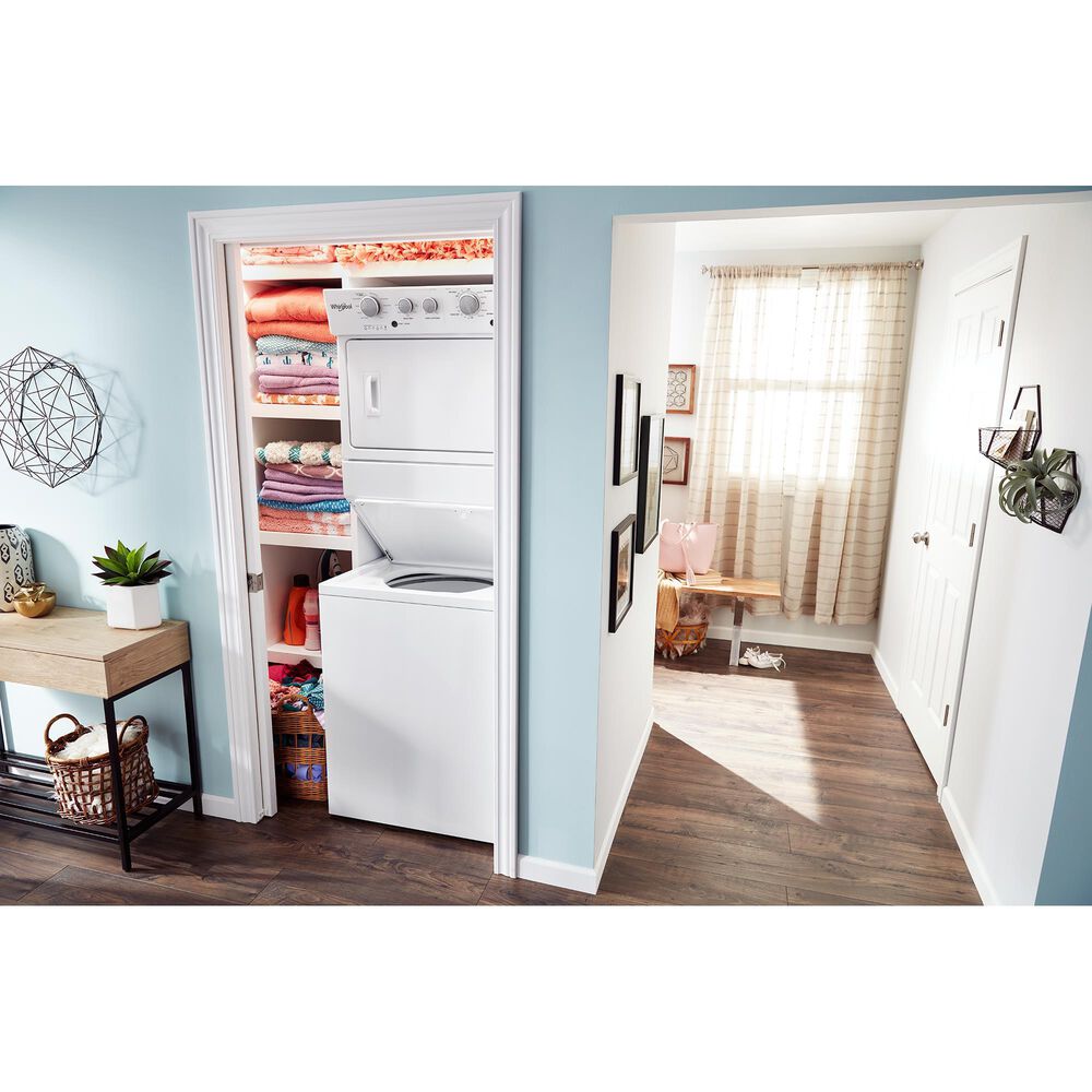 Whirlpool 3.5 Cu. Ft. Long Vent Gas Stacked Laundry Center in White, , large