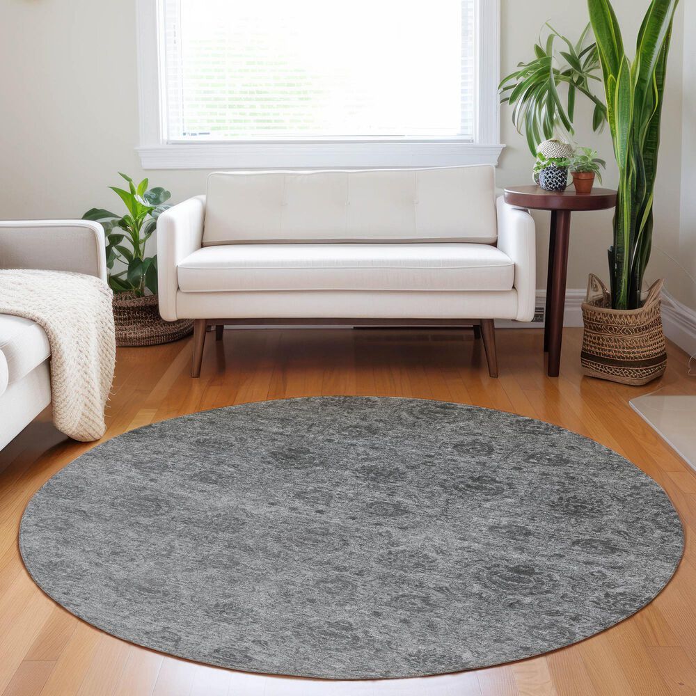 Dalyn Rug Company Burano BU8 8&#39; Round Gray Indoor/Outdoor Area Rug, , large