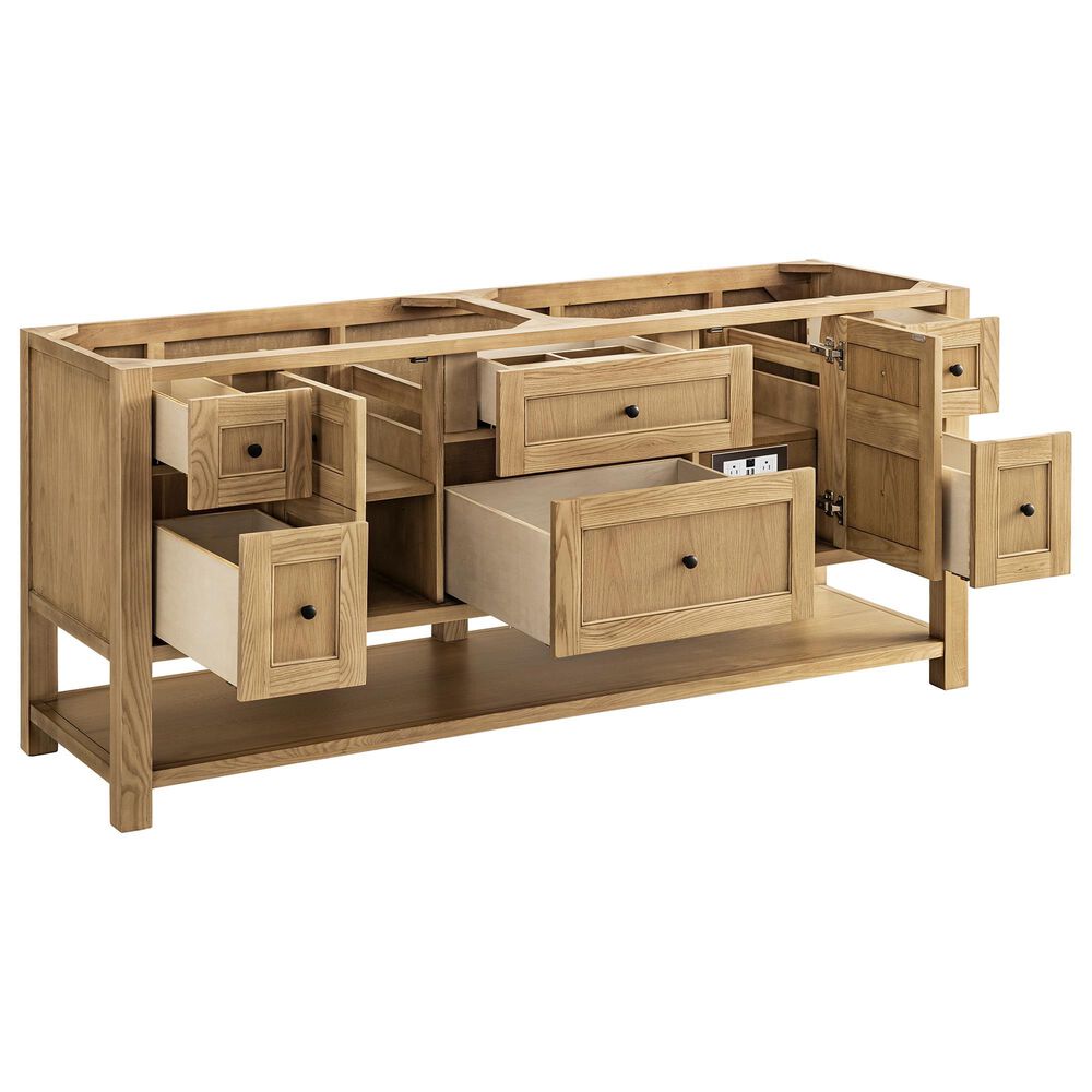 James Martin Breckenridge 48&quot; Single Bathroom Vanity in Light Natural Oak with 3 cm White Zeus Quartz Top and Rectangular Sink, , large