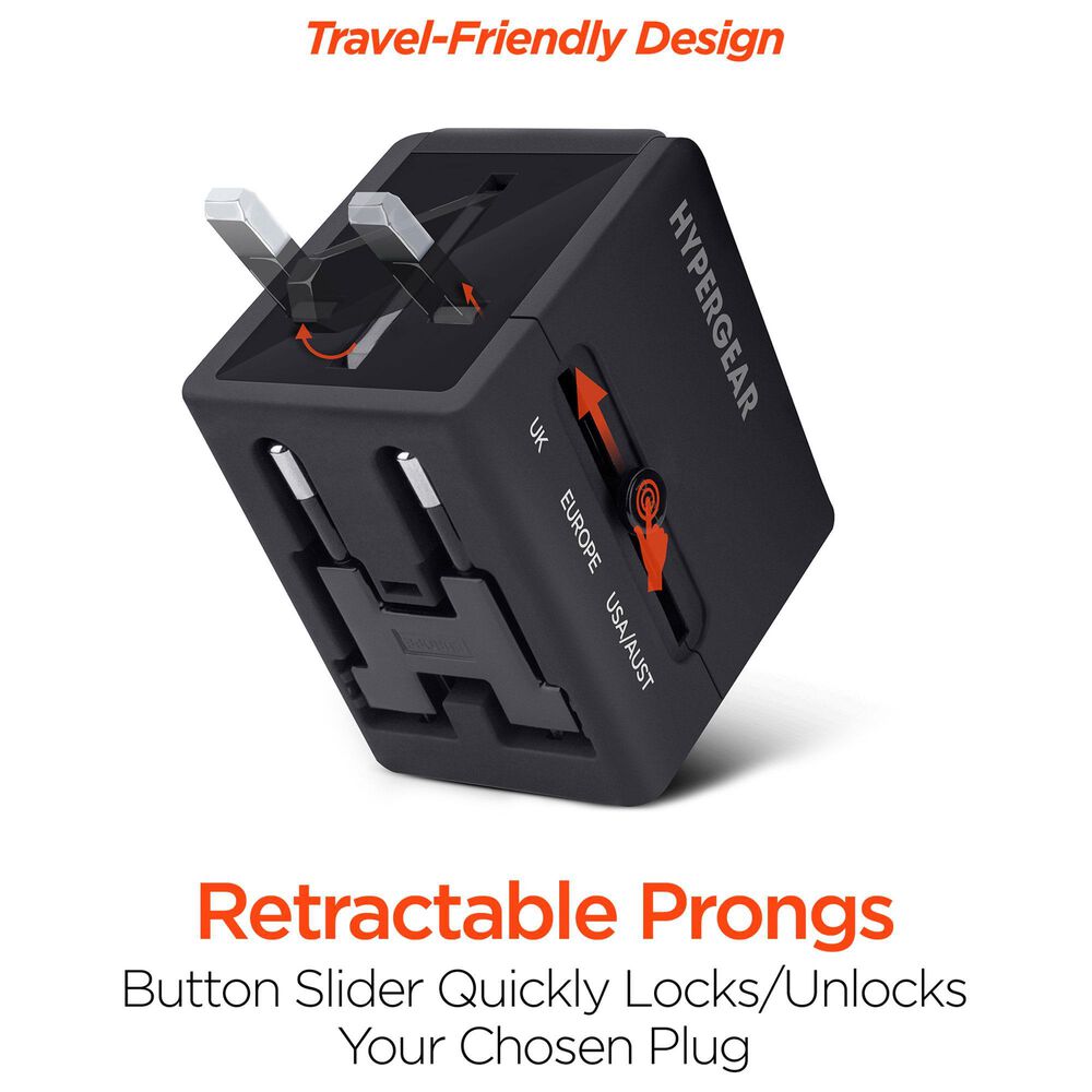 Hypercel All-In-One World Travel Adapter in Black, , large