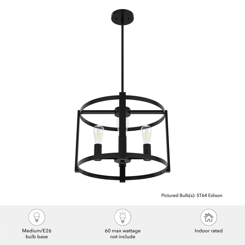 Hunter Astwood 18&quot; 4-Light Chandelier in Matte Black, , large