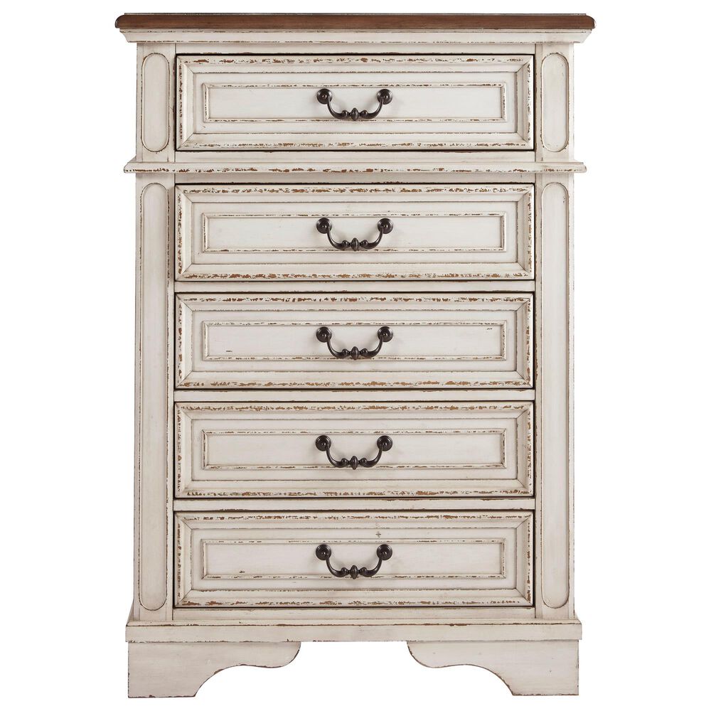 Ashley Realyn 5-Piece Queen Panel Bed Set in Chipped White, , large
