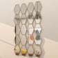 Maple and Jade Metal Geometric Wall Mirror with Diamond and Hexagon Shaped Mirrors in Gold, , large