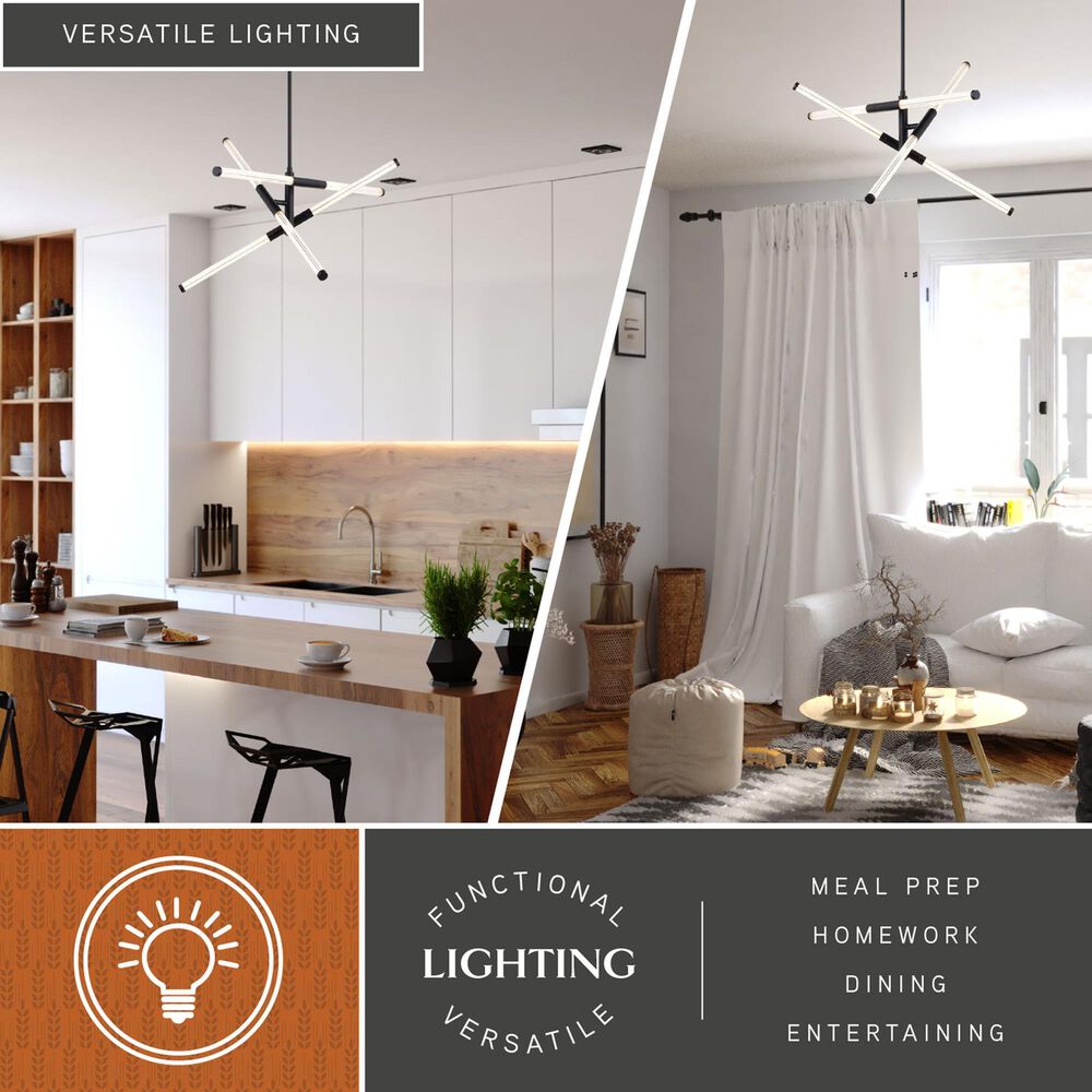Vaxcel Avalon 3-Light Pendant in Matte Black, , large