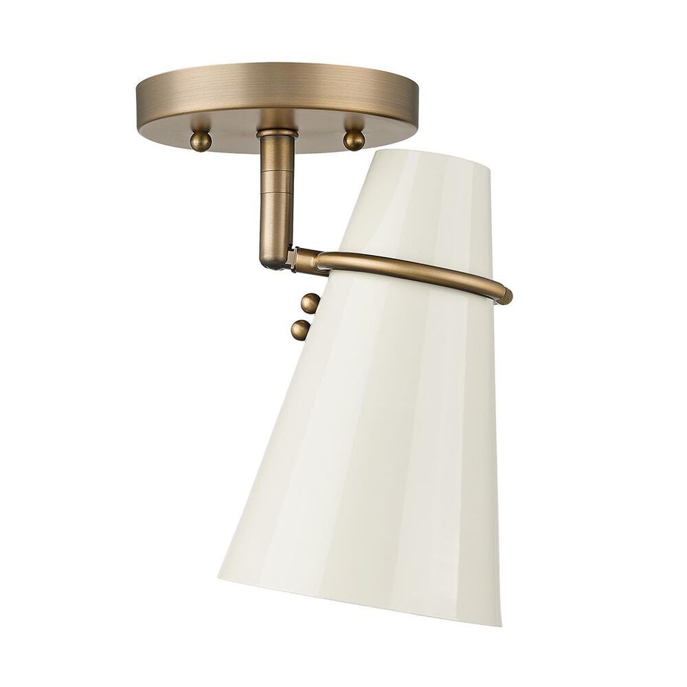 Golden Lighting Reeva 7" Wall Sconce with Glossy Ecru Shade in Modern Brass, , large