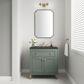 James Martin Vanities Chicago 30" Single Bathroom Vanity in Smokey Celadon with 3 cm Charcoal Soapstone Quartz Top and Rectangular Sink, , large