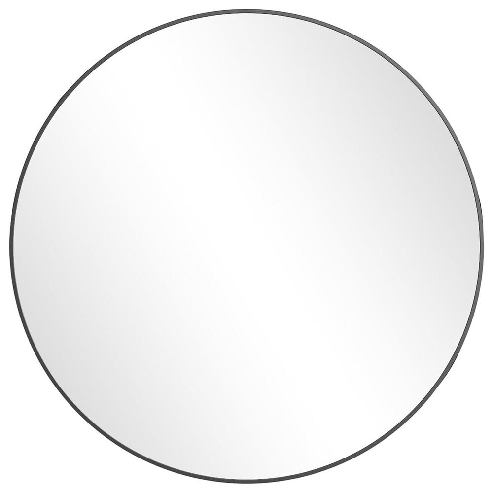 HOMLUX 30" Round Wall Mirror in Black, , large