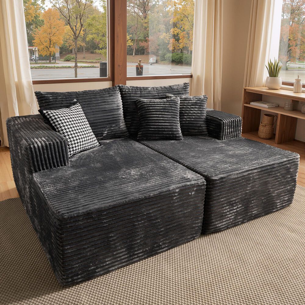 HOMLUX Sectional Sofa,  with High-Density Foam, Standard Plush Couch in Grey, , large