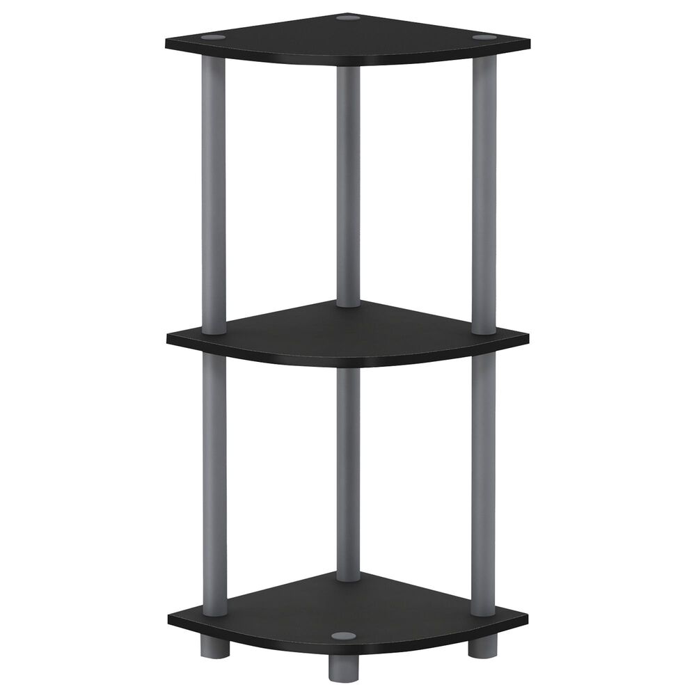 HOMLUX Turn-N-Tube 3-Tier Corner Bookshelf in Black and Grey, , large