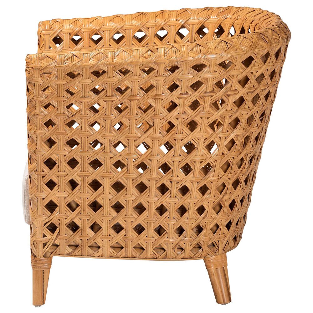 Baxton Studio Daiwa Accent Chair with Light Honey Rattan in White, , large