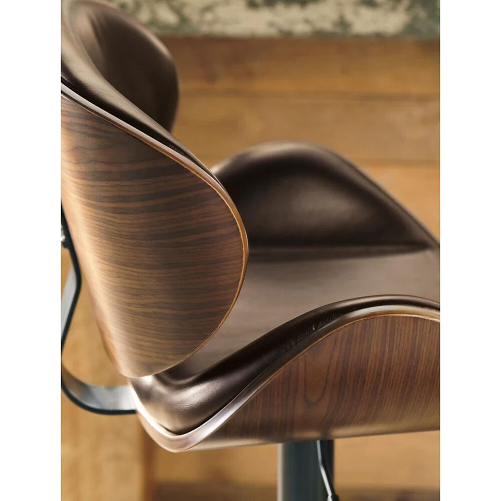 Ashley Adjustable Height Swivel Bar Stool in Dark Brown, , large