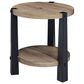 Ashley Ridgester Round End Table in Light Brown and Matte Black, , large