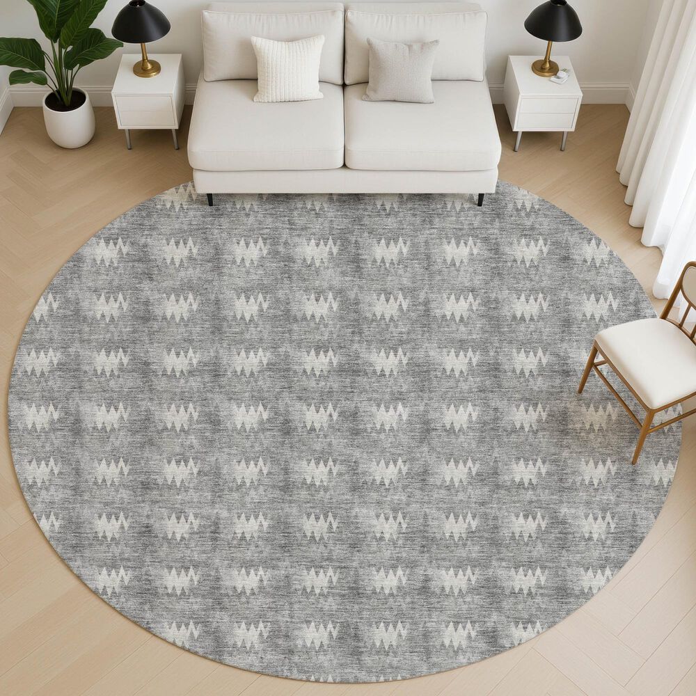 Dalyn Rug Company Soft Essentials Chevron Gray 8' Round Area Rug, , large