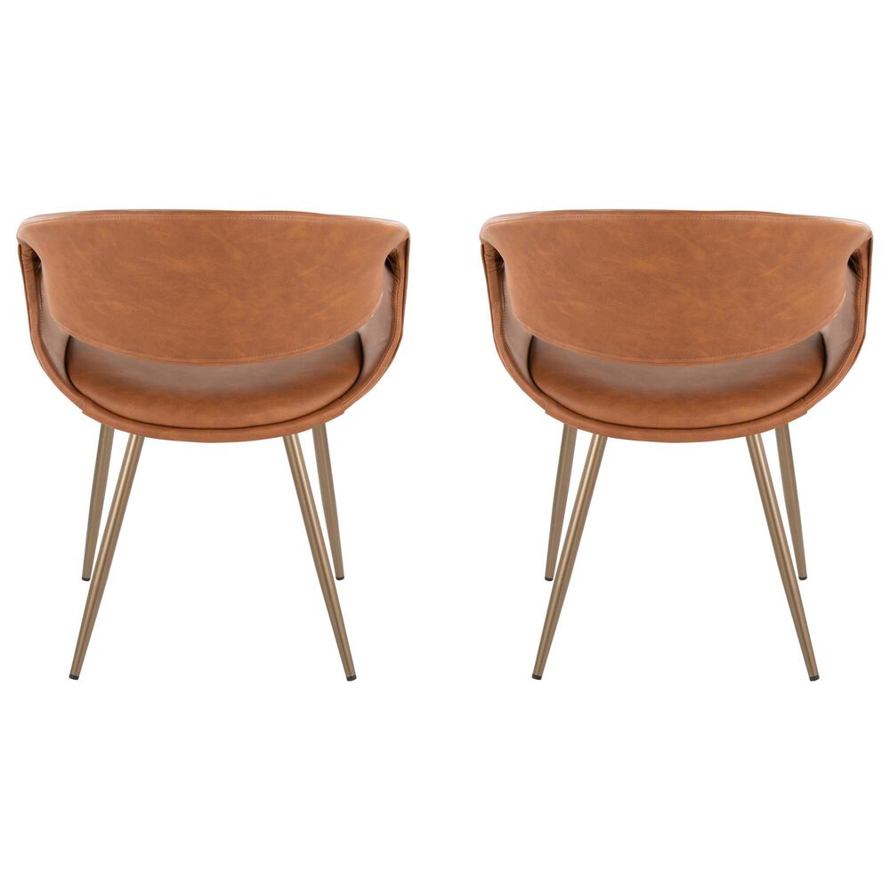 LumiSource Curvo Arm Chair with Camel Faux Leather Cushion in Antique Copper (Set of 2), , large