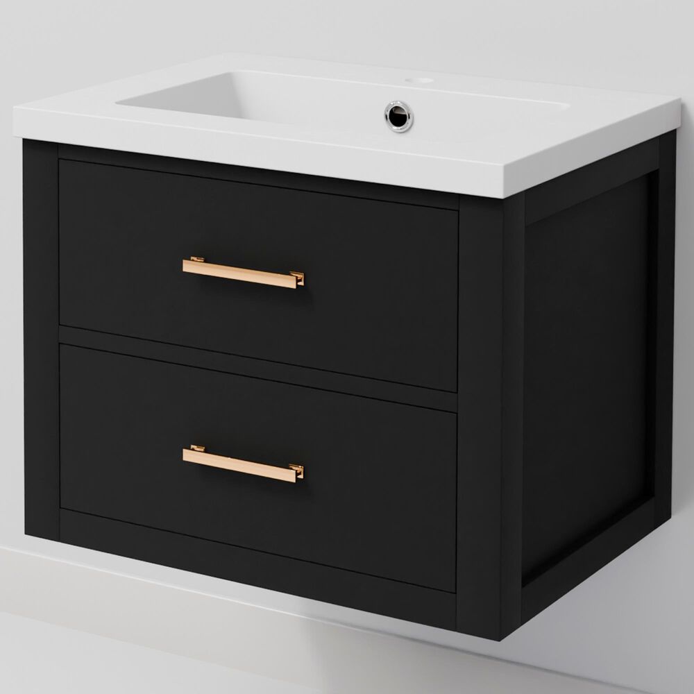 Lexora Home Castor 24" Single Bathroom Vanity in Black with White Acrylic Top and Rectangular Sink, , large