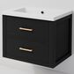 Lexora Home Castor 24" Single Bathroom Vanity in Black with White Acrylic Top and Rectangular Sink, , large