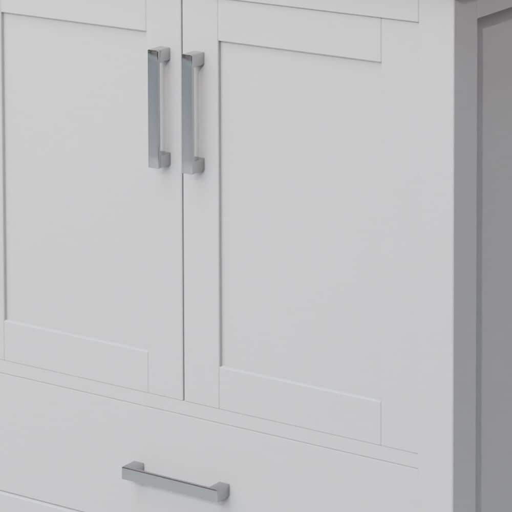 Lexora Home Jacques 30&quot; Single Bathroom Vanity in White with 2 cm White Cultured Marble Top and Rectangular Sink, , large