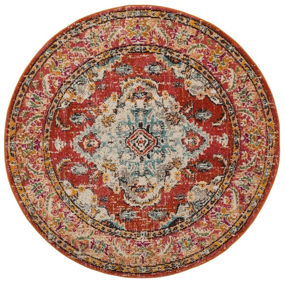 Safavieh Monaco MNC243H-5R 5" Round Orange/Light Blue Area Rug, , large