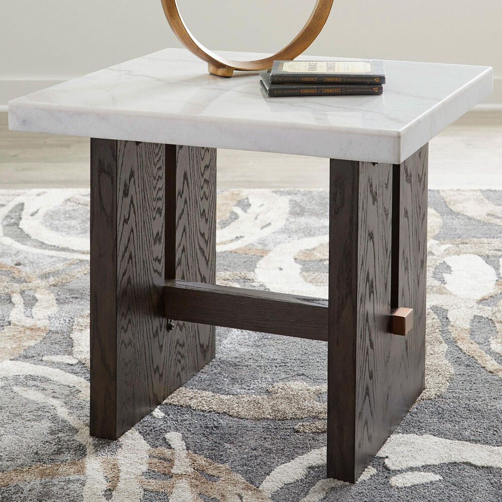 Ashley Burkhaus End Table in White and Dark Brown, , large