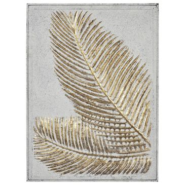 Maple and Jade 31" x 23" Leaves Wall Decor in Gold and White, , large