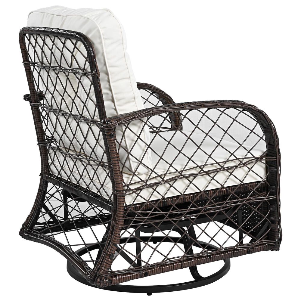 Hearth and Haven 3-Piece Patio Chat Set with Beige Cushion in Brown, , large