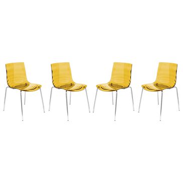 Leisuremod Astor Dining Side Chair in Orange and Chrome (Set of 4), , large