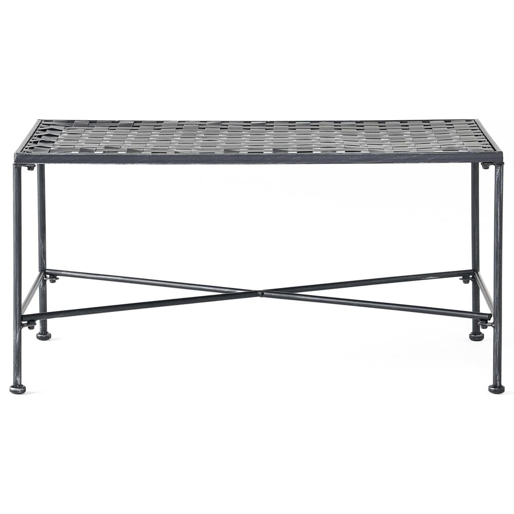Hearth and Haven Luna Outdoor Metal Coffee Table with Lattice Top in Black, , large