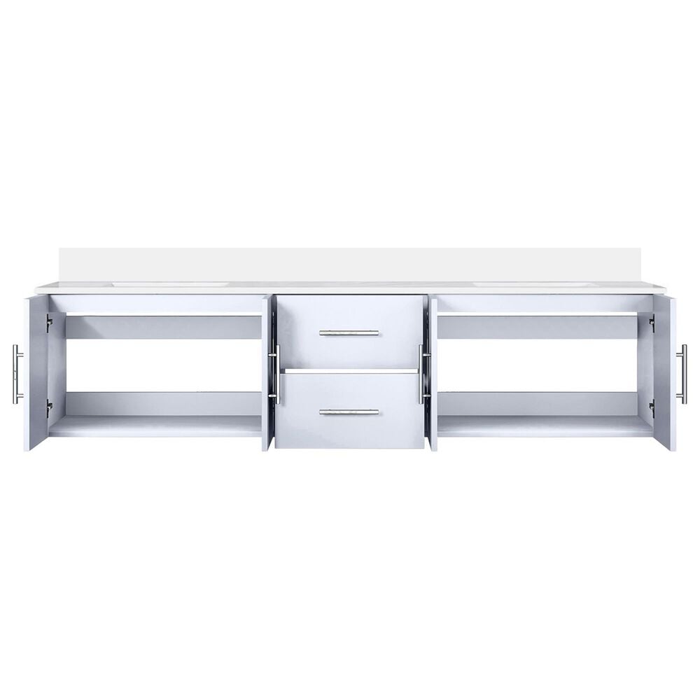 Lexora Home Geneva 80&quot; Double Bathroom Vanity in Glossy White with 2 cm White Quartz Top and Rectangular Sinks, , large