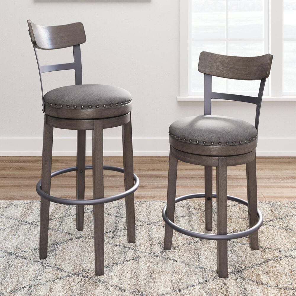 Ashley Caitbrook Swivel Counter Stool in Antiqued Gray and Black, , large