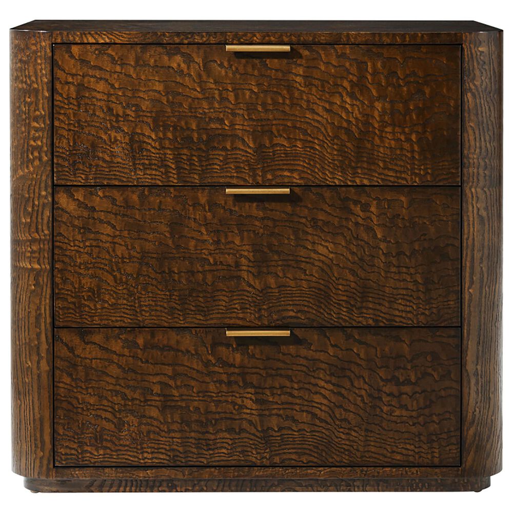 Theodore Alexander Kesden 3 Drawer Nightstand in Pyramid Brown, , large