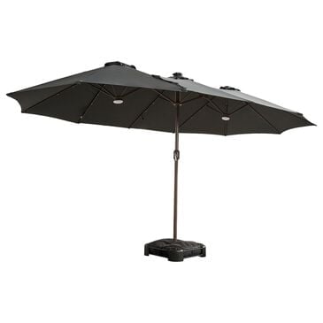 HOMLUX 15" Outdoor Market Umbrella with Sandbags Base and LED Lights in Dark Gray, , large