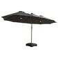 HOMLUX 15" Outdoor Market Umbrella with Sandbags Base and LED Lights in Dark Gray, , large
